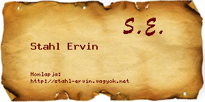 Stahl Ervin névjegykártya